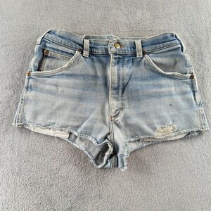 Vintage Lee Jean Shorts Fits 30 Blue Light Wash Faded Cut Off High Rise Jorts
